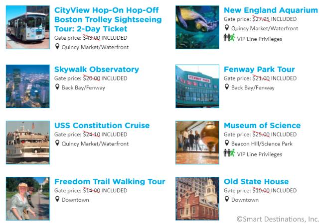 Some attractions on the GO Boston All-Inclusive discount pass