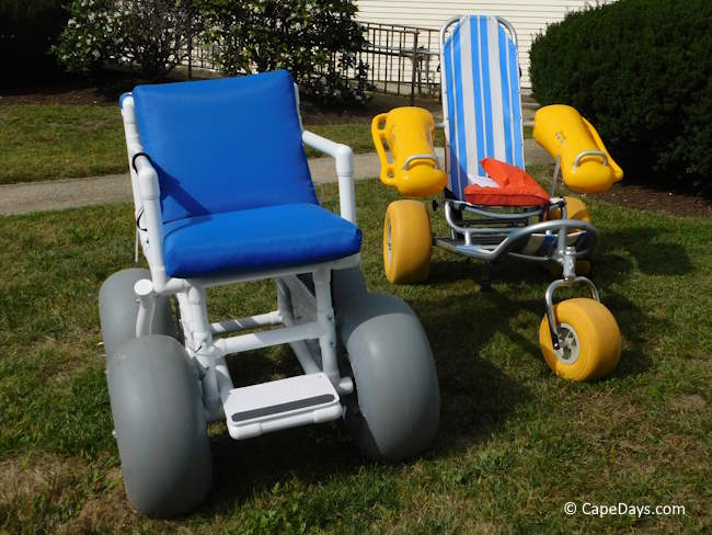 Two beach wheelchairs