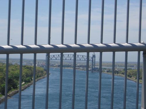 View from the Bourne Bridge crossing the Cape Cod Canal