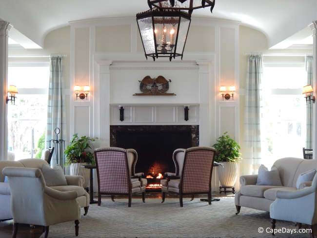 Common room with fireplace at Chatham Bars Inn Common room with fireplace at Chatham Bars Inn