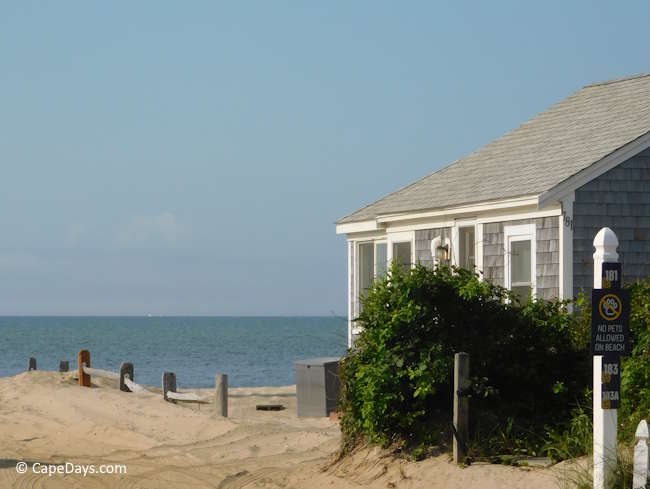 Gray-shingled beachfront cottage Gray-shingled beachfront cottage