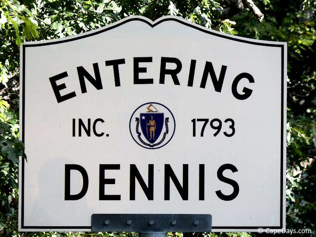 "Entering Dennis" roadside sign