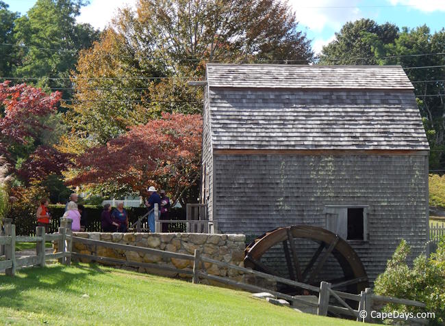 Foliage just starting to turn color at Dexter Grist Mill in Sandwich.