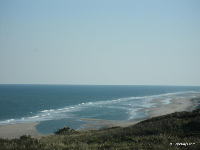 View of the Atlantic Ocean from atop a dune in Wellfleet
