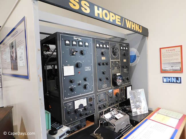 Historic radio transmission equipment on display at the Marconi RCA Wireless Museum on Cape Cod.