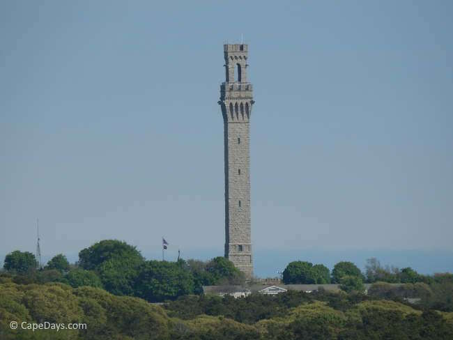 Pilgrim Monument towering over Provincetown MA