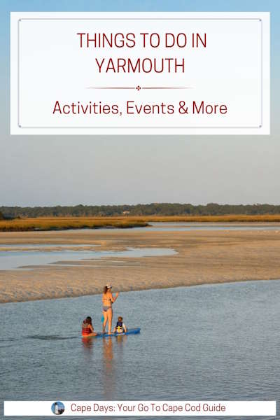 Pinterest graphic showing woman with two children on paddleboard, paddling along an inlet through a saltmarsh.